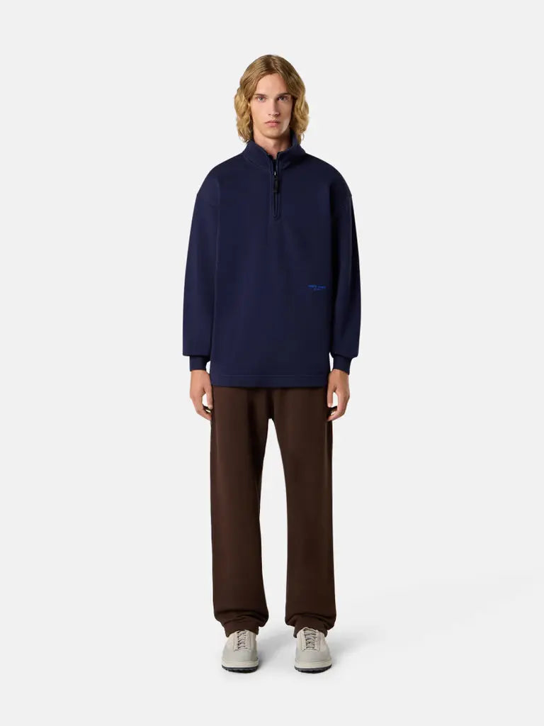 Sweat-shirt coupe oversize à glissière courte avec broderie - CALVERO