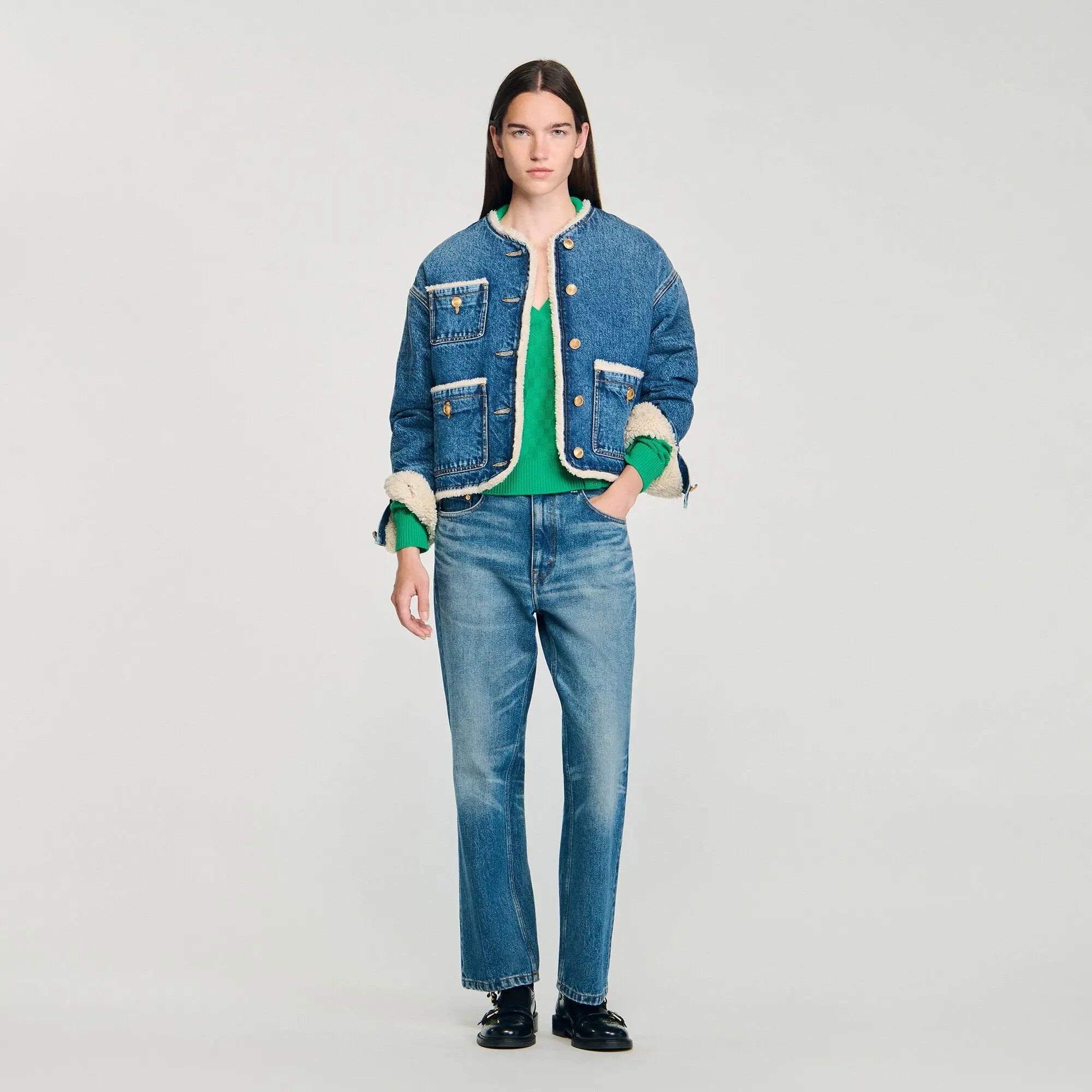 Blouson en denim et fausse fourrure - CALVERO