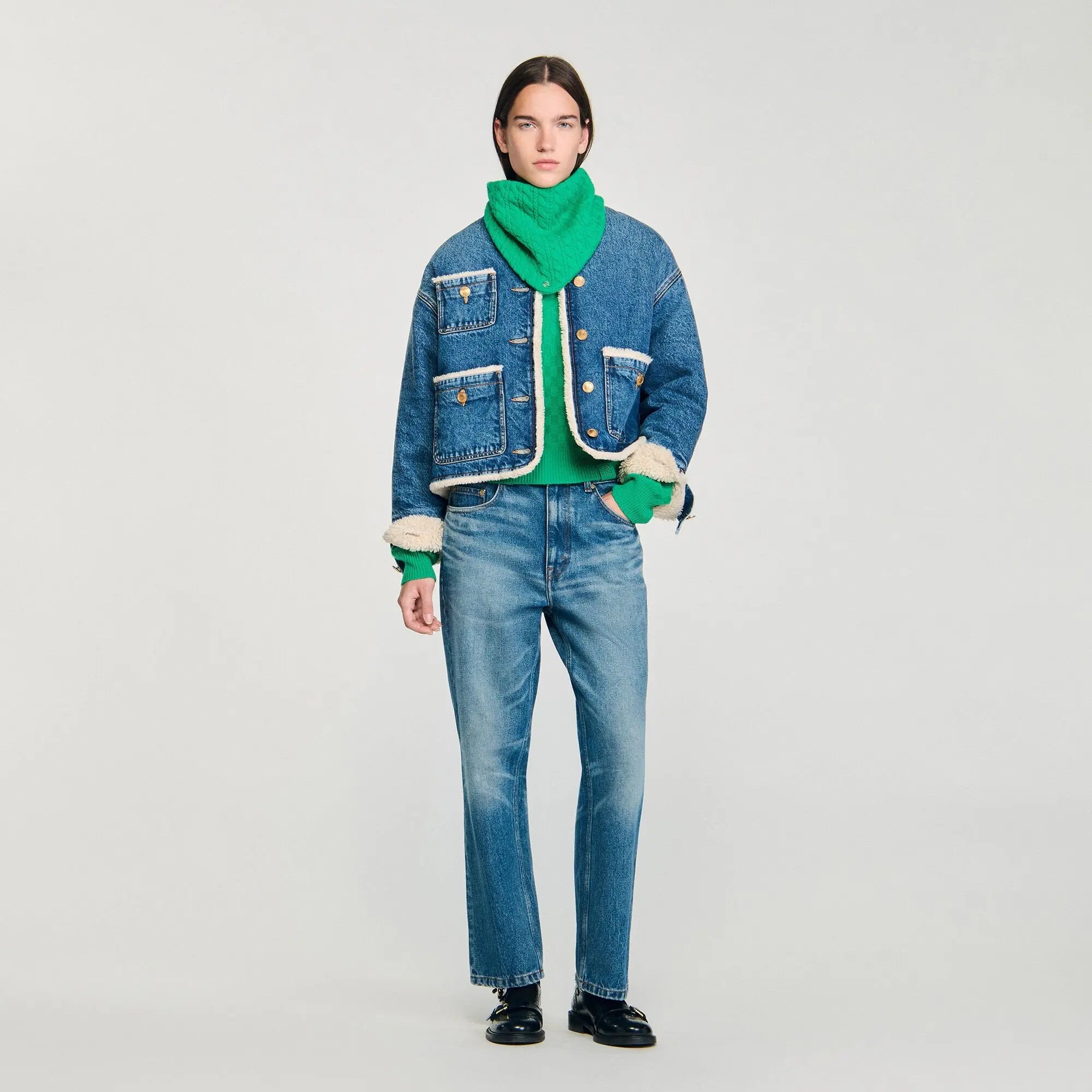 Blouson en denim et fausse fourrure - CALVERO