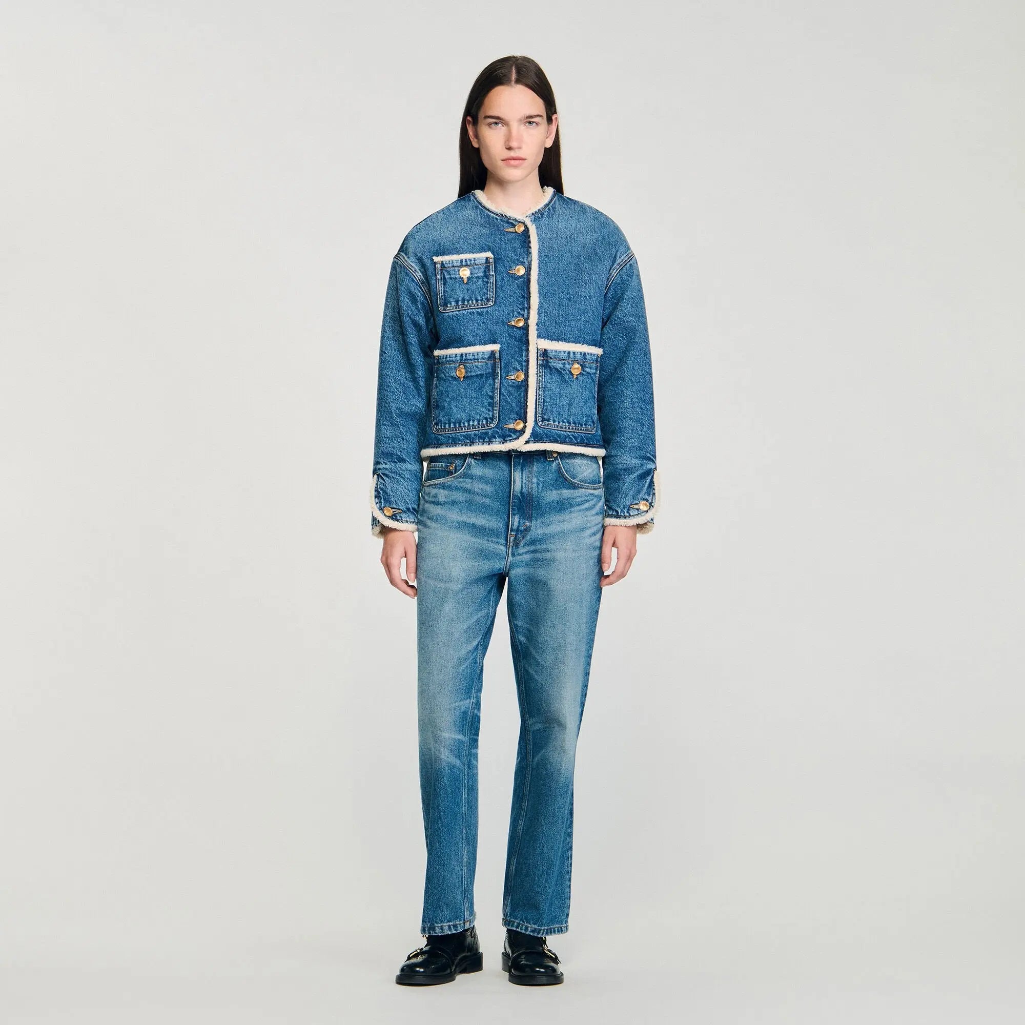 Blouson en denim et fausse fourrure - CALVERO
