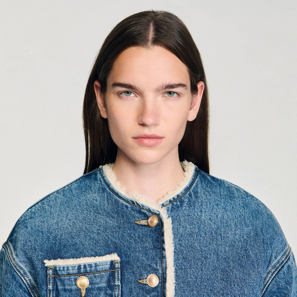 Blouson en denim et fausse fourrure - CALVERO