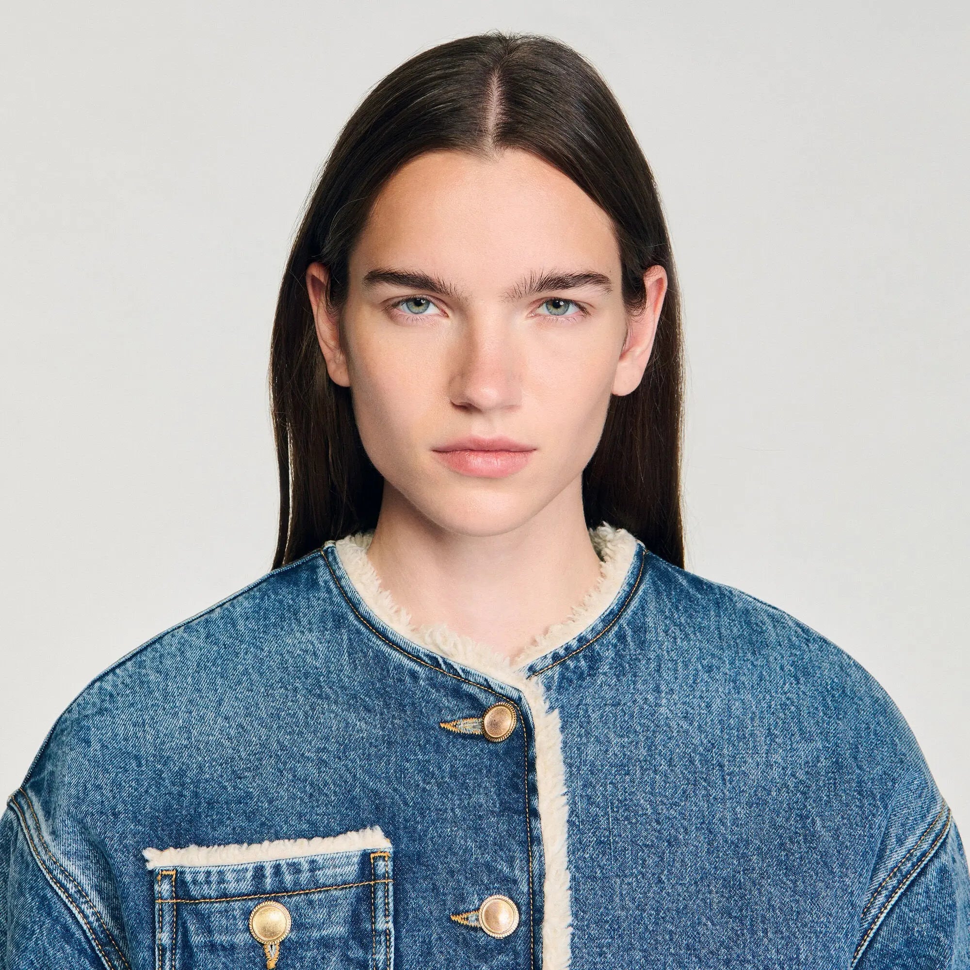 Blouson en denim et fausse fourrure - CALVERO