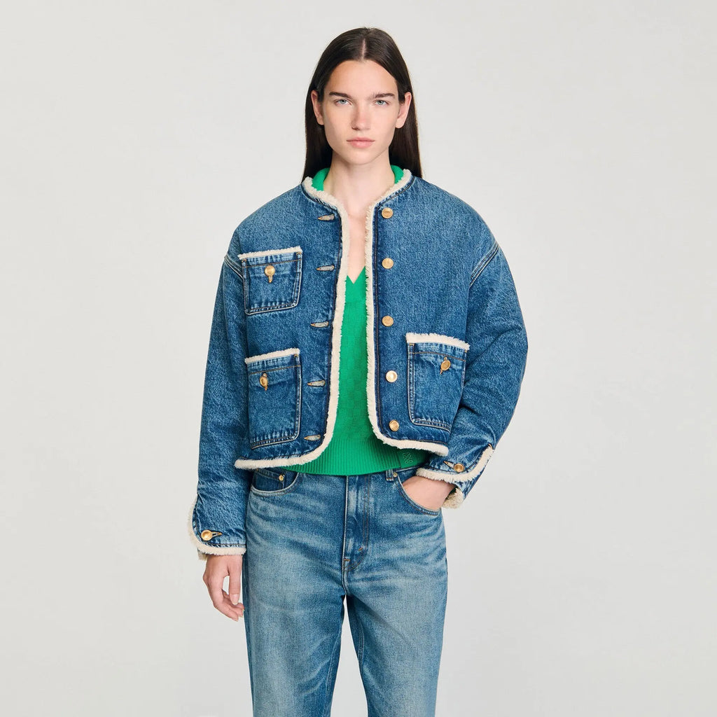 Blouson en denim et fausse fourrure - CALVERO