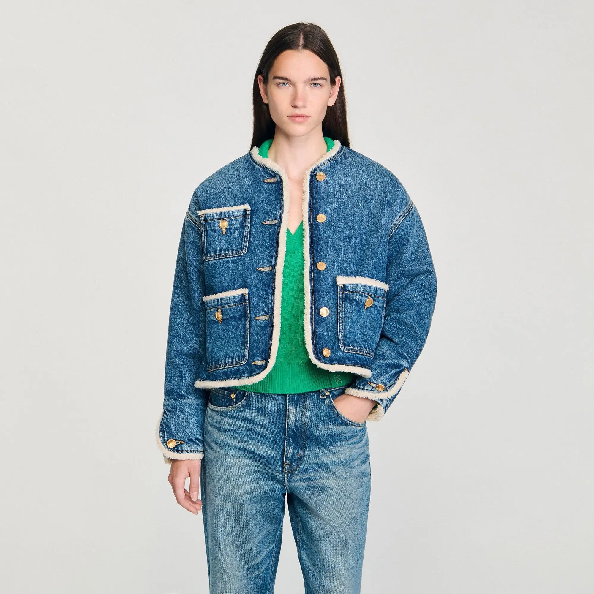 Blouson en denim et fausse fourrure - CALVERO