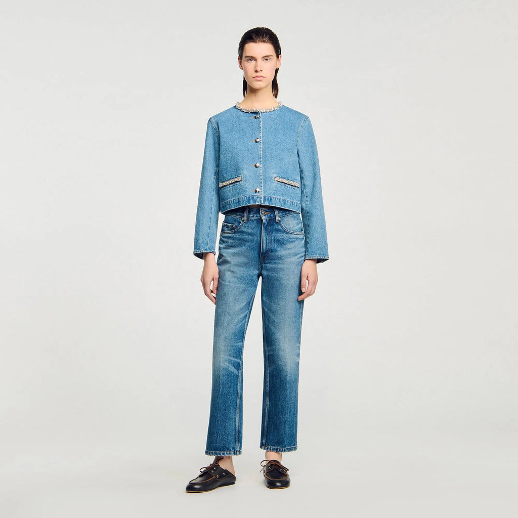 Blouson en denim strassé - CALVERO