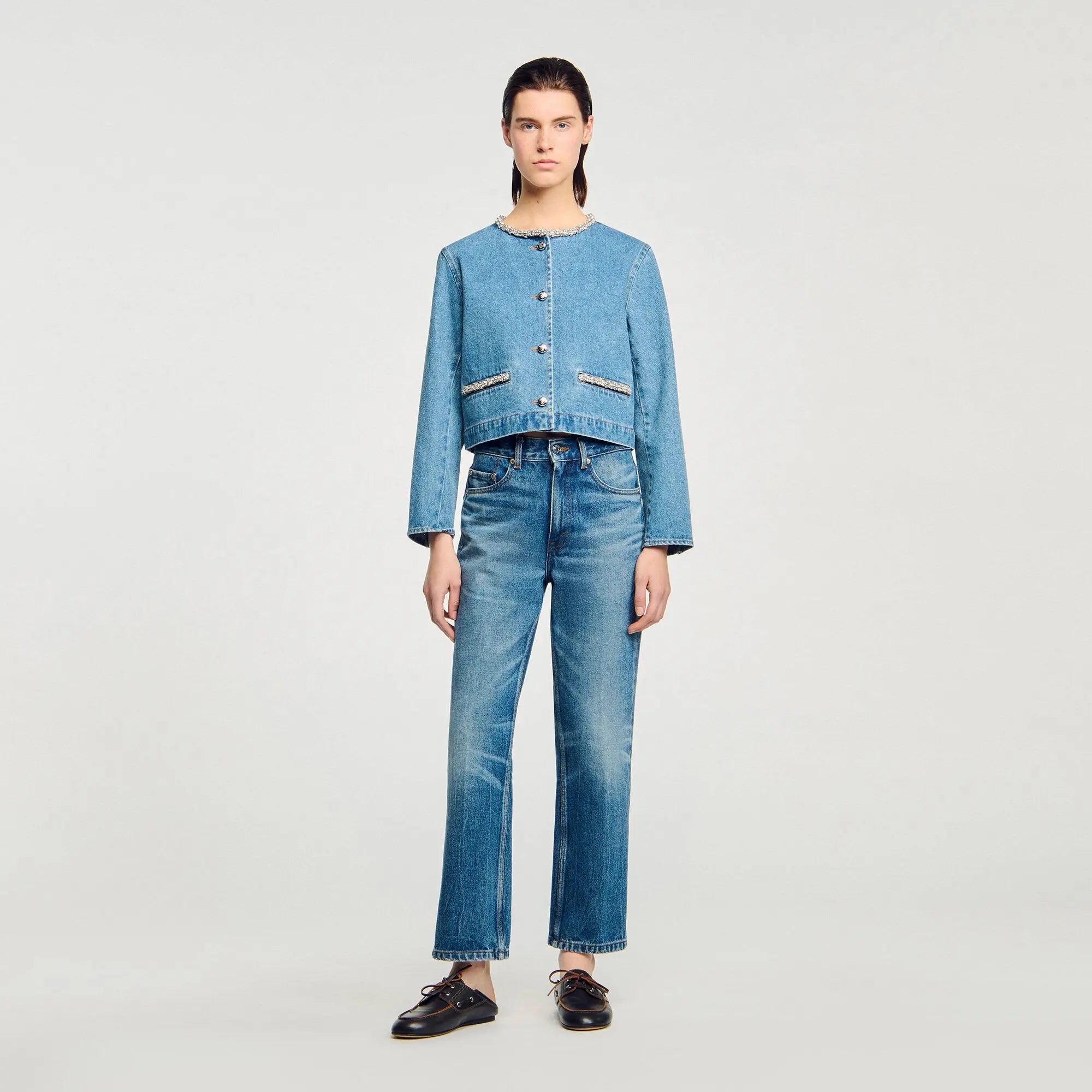 Blouson en denim strassé - CALVERO