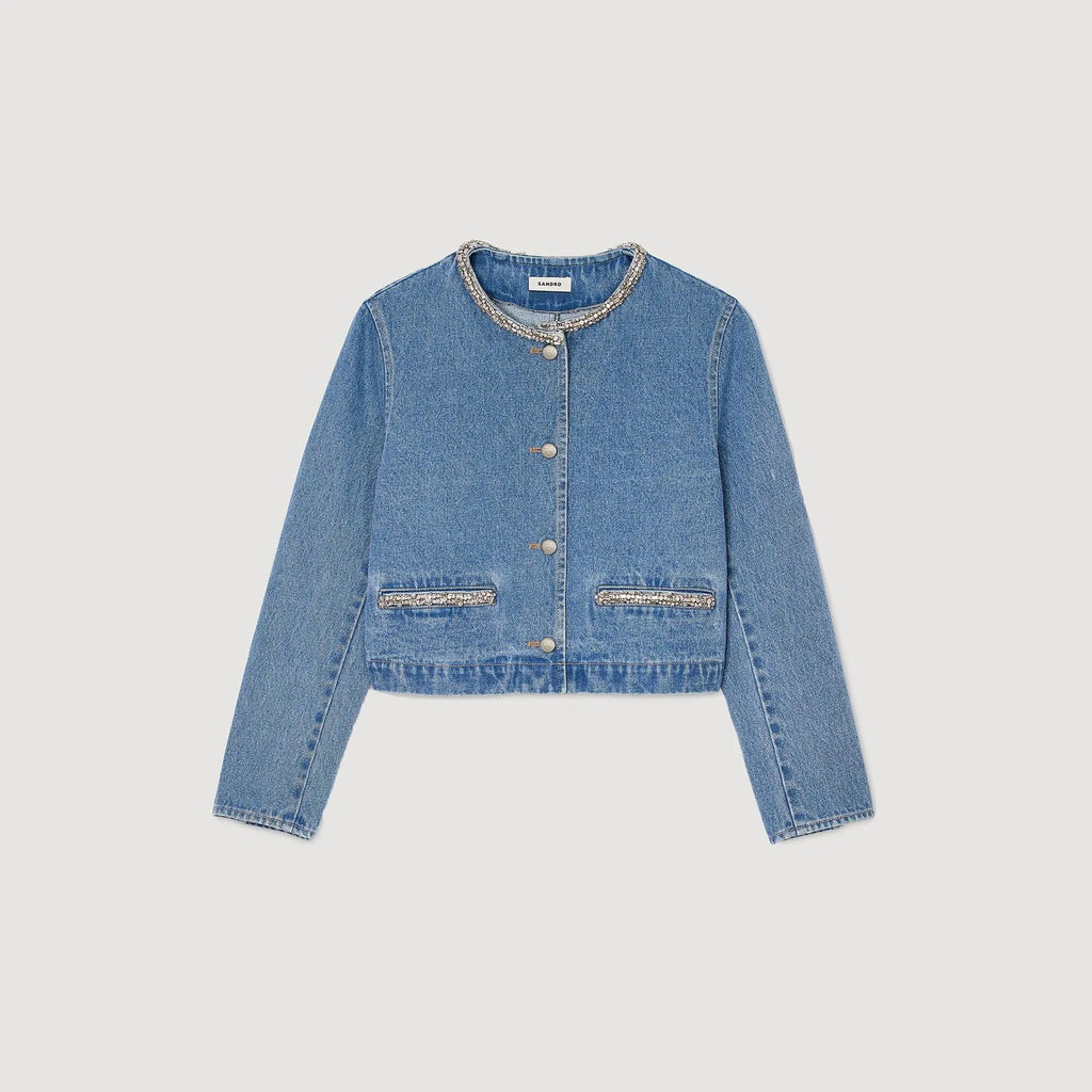Blouson en denim strassé - CALVERO