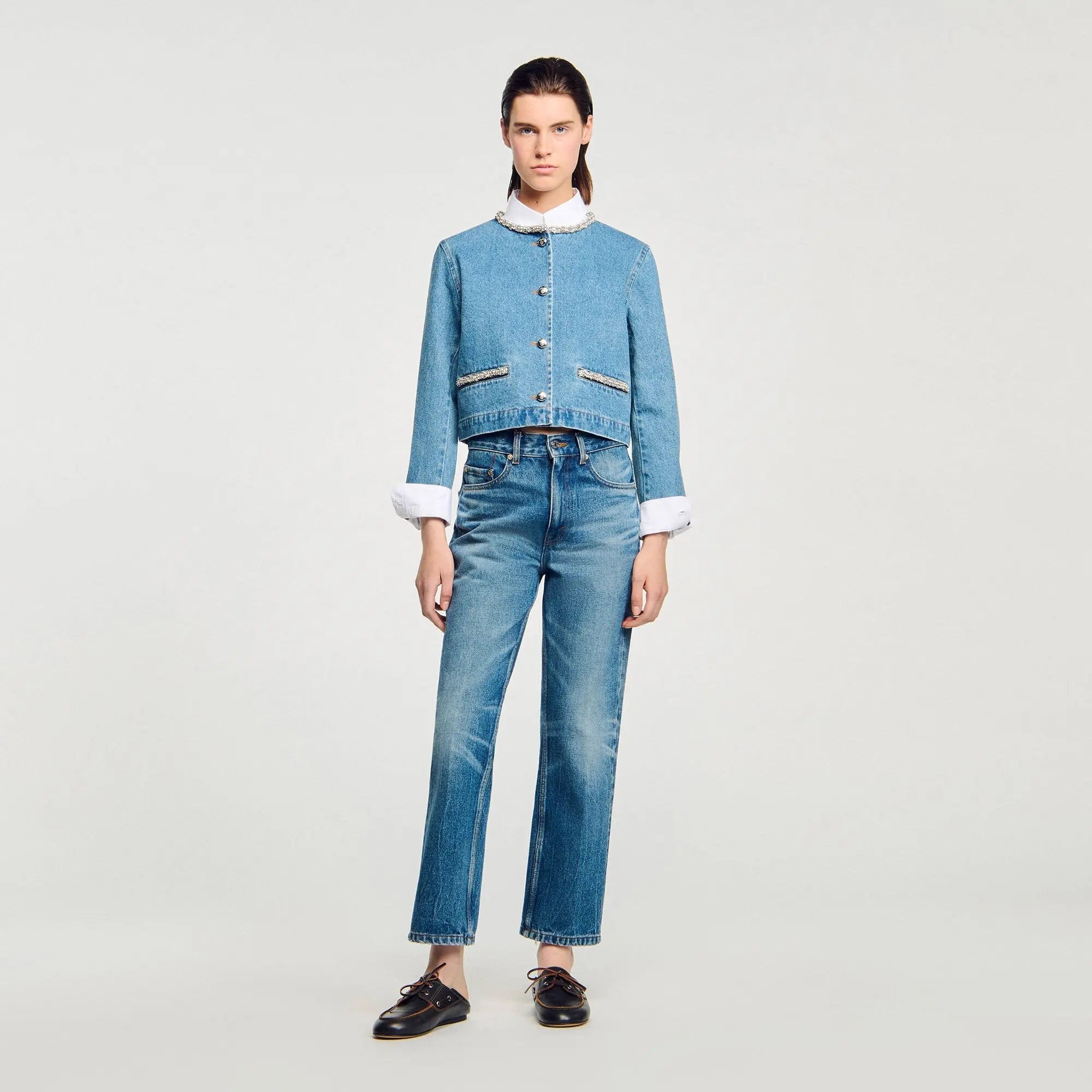 Blouson en denim strassé - CALVERO