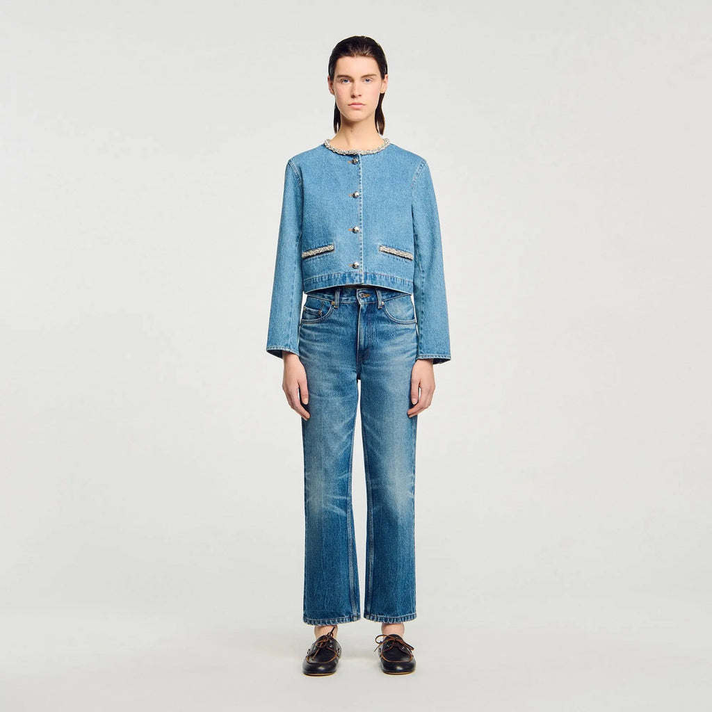 Blouson en denim strassé - CALVERO