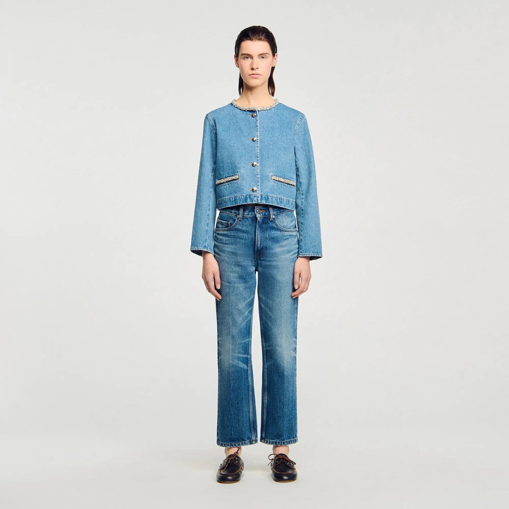 Blouson en denim strassé - CALVERO