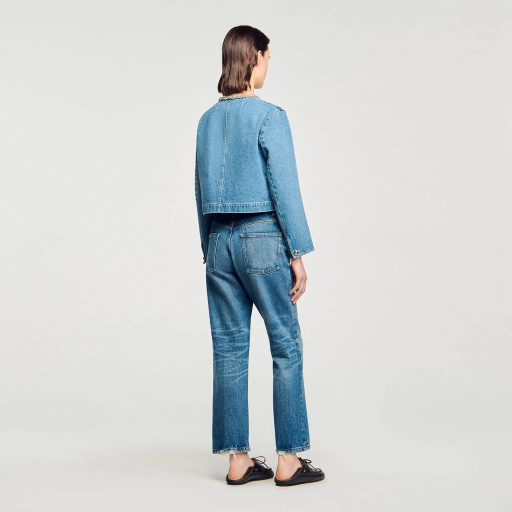 Blouson en denim strassé - CALVERO