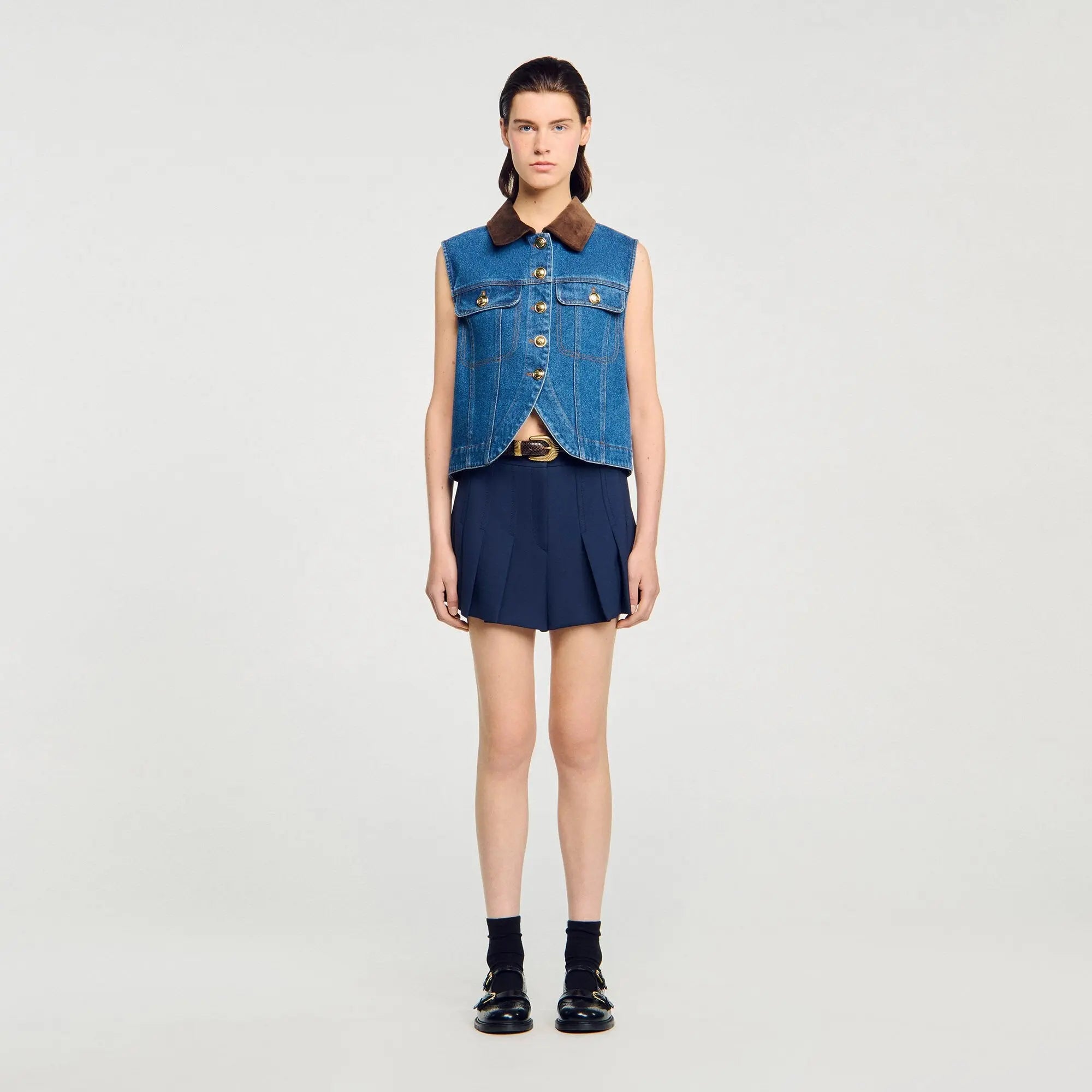 Blouson sans manches en denim - CALVERO