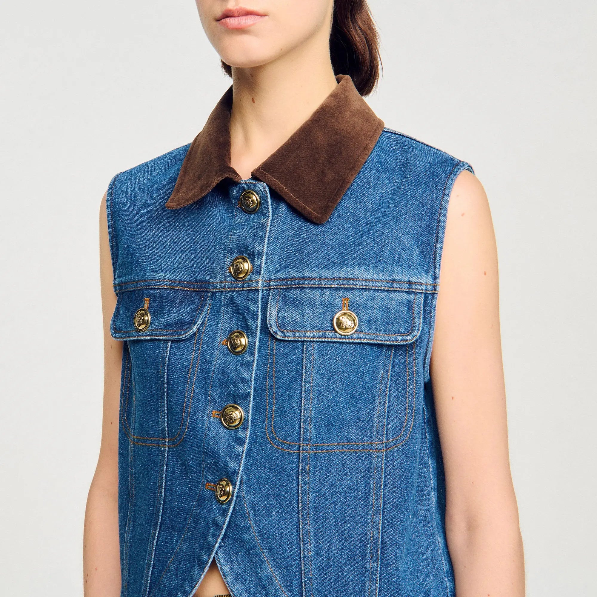 Blouson sans manches en denim - CALVERO