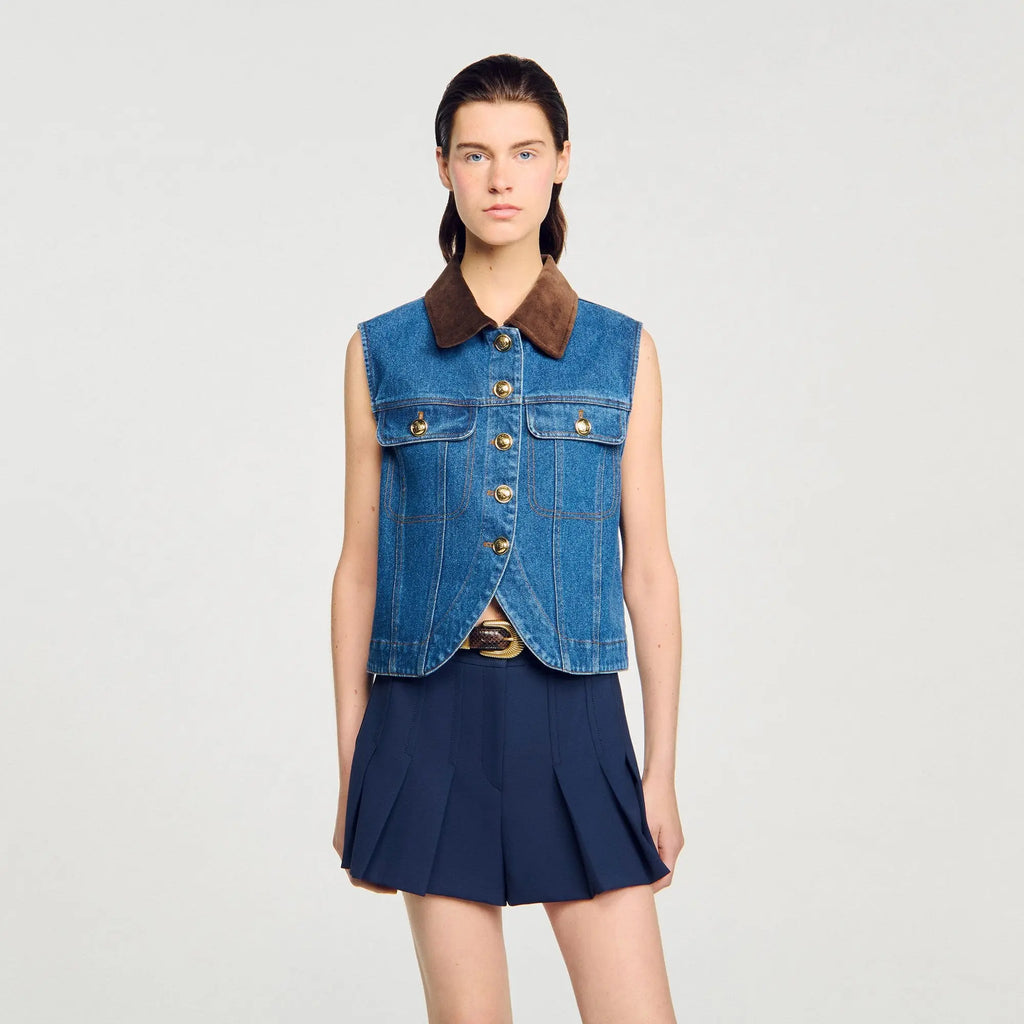 Blouson sans manches en denim - CALVERO