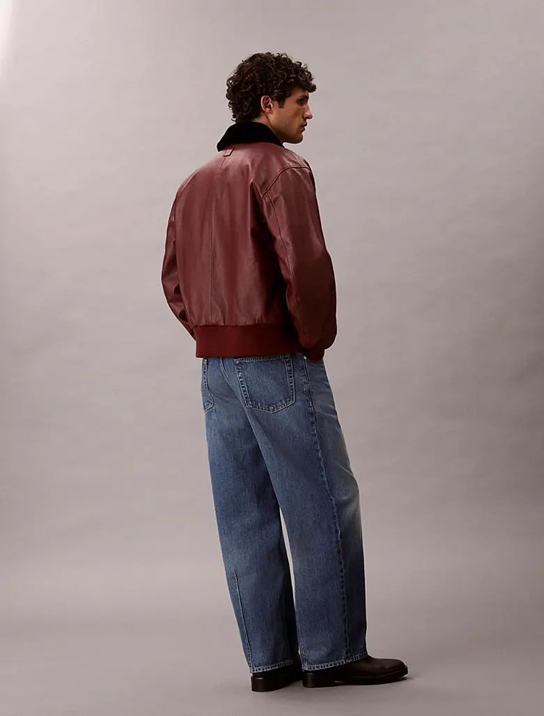 Bomber en cuir avec col en rason Calvin Klein