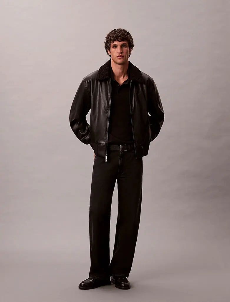 Bomber en similicuir à col en sherpa Calvin Klein