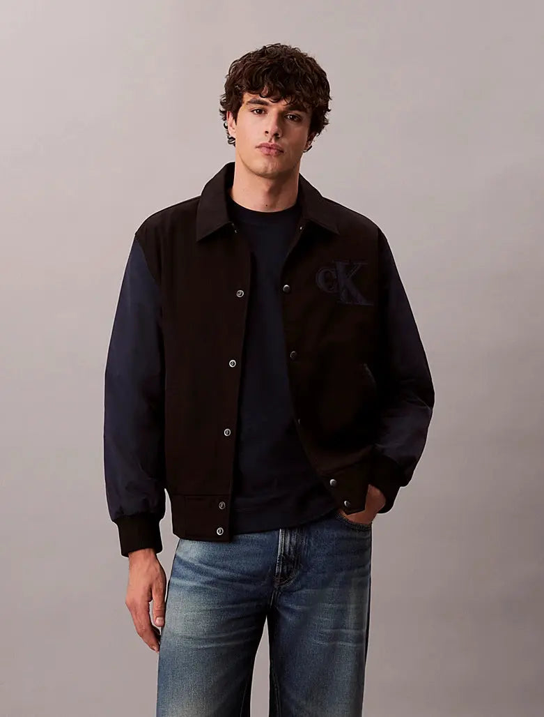 Bomber universitaire en nylon et coton Calvin Klein