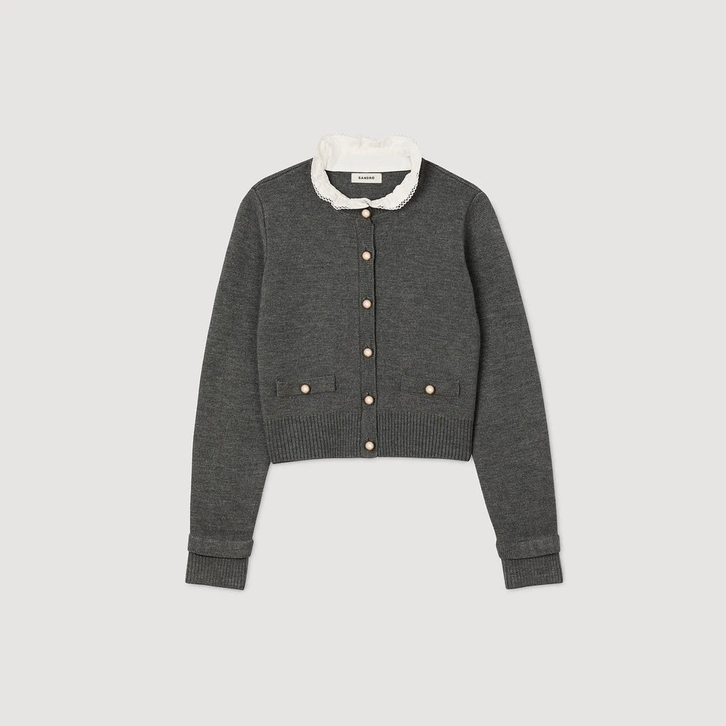 Cardigan à col volanté amovible - CALVERO