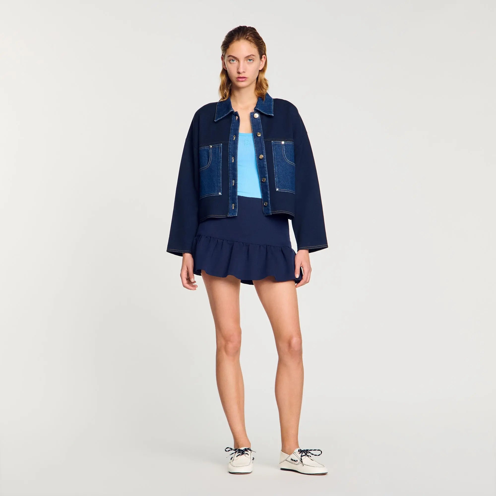 Cardigan à détail denim - CALVERO