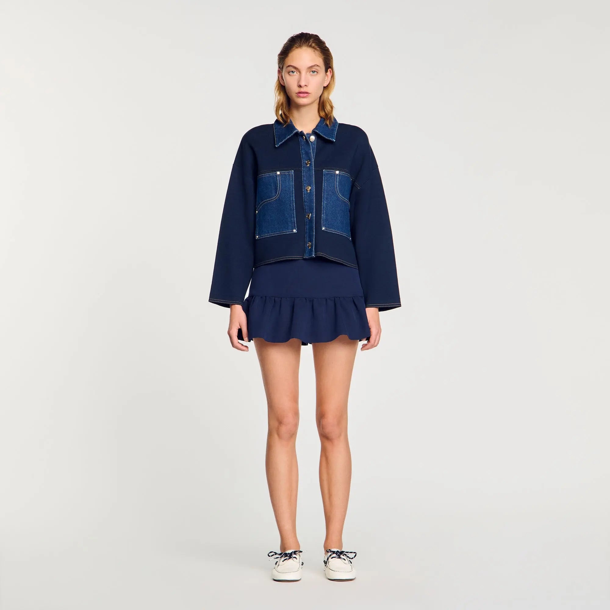 Cardigan à détail denim - CALVERO
