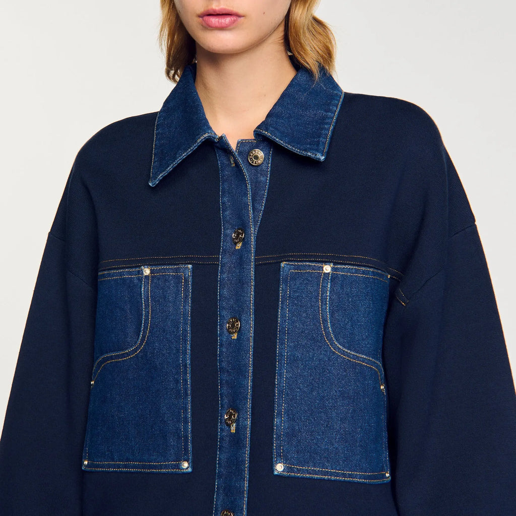 Cardigan à détail denim - CALVERO