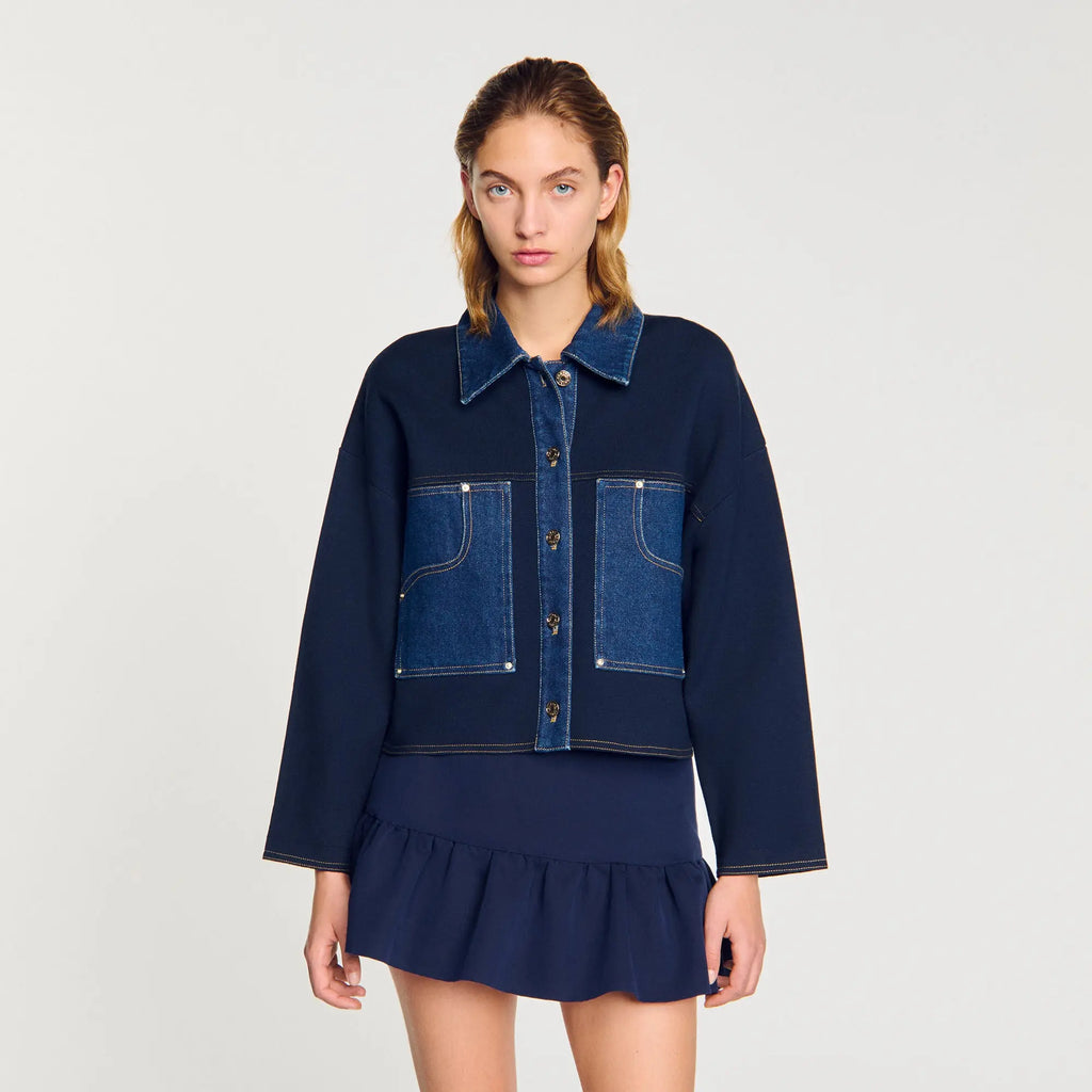 Cardigan à détail denim - CALVERO