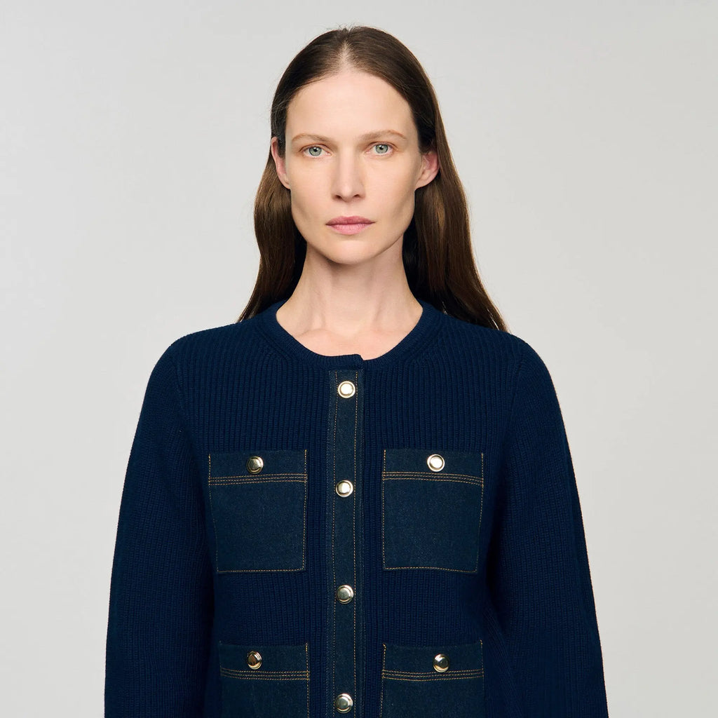 Cardigan à détails denim - CALVERO