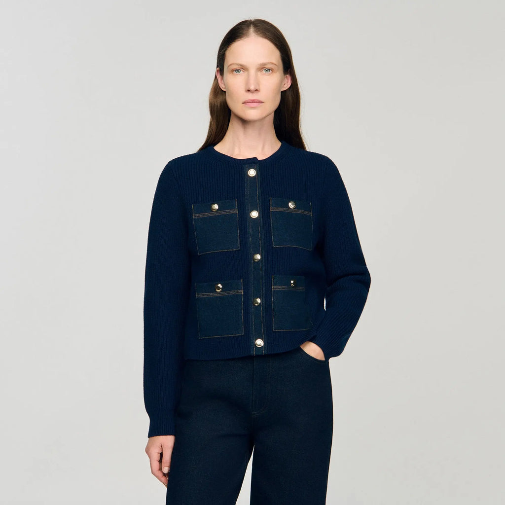 Cardigan à détails denim - CALVERO