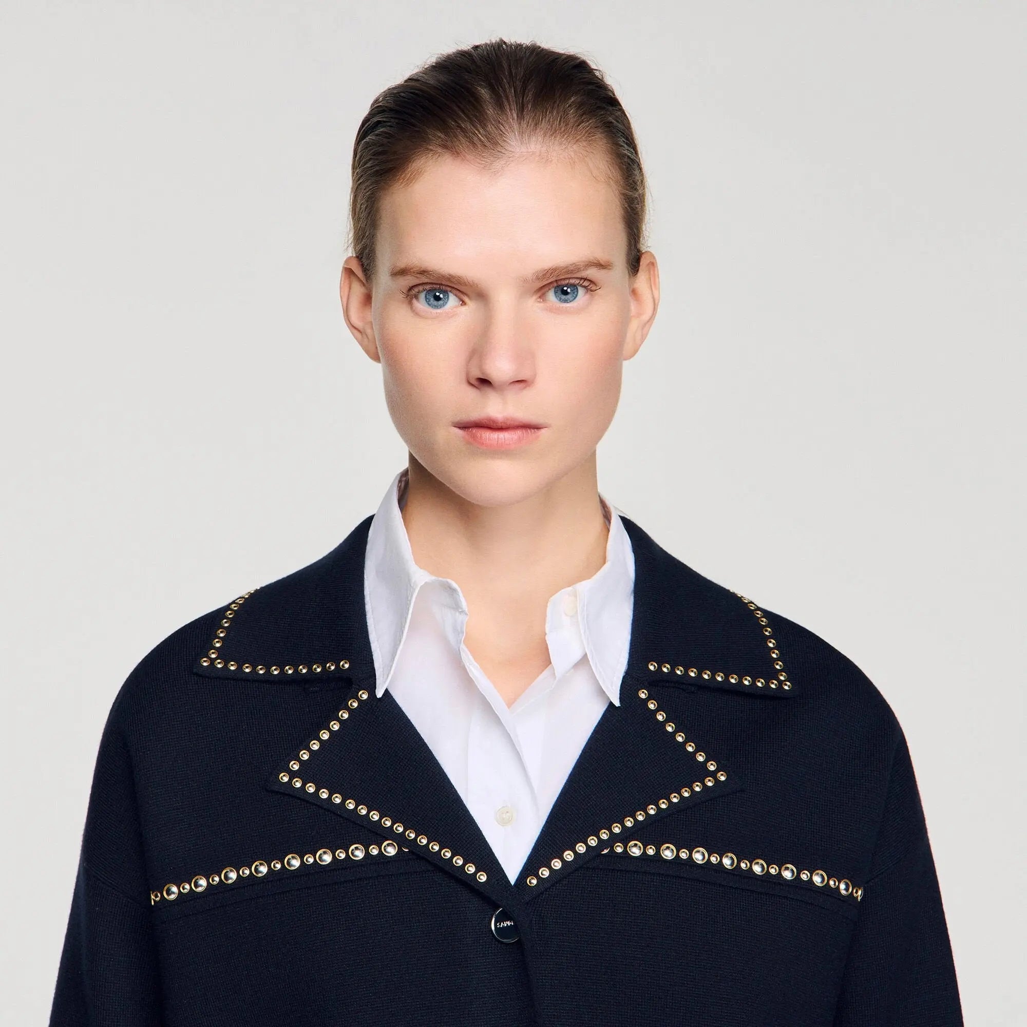 Cardigan à studs col tailleur - CALVERO