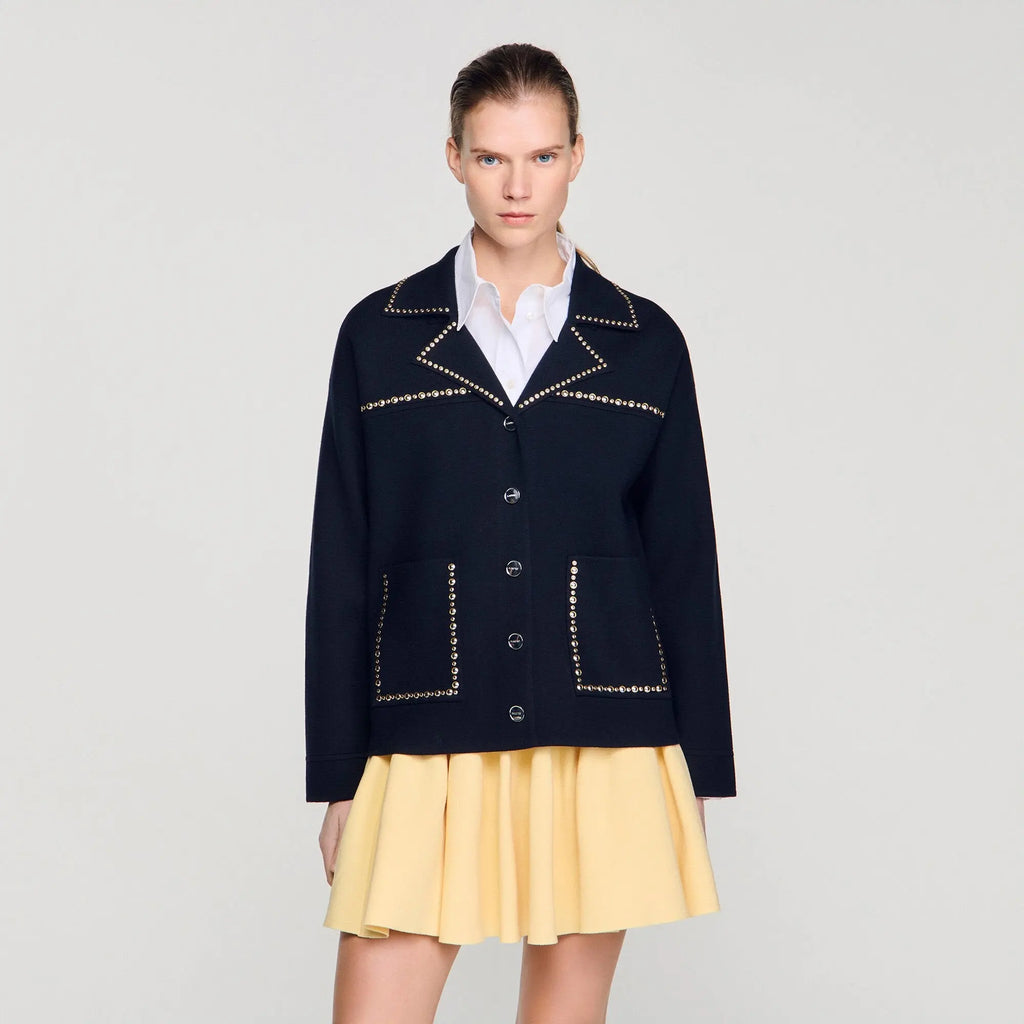Cardigan à studs col tailleur - CALVERO