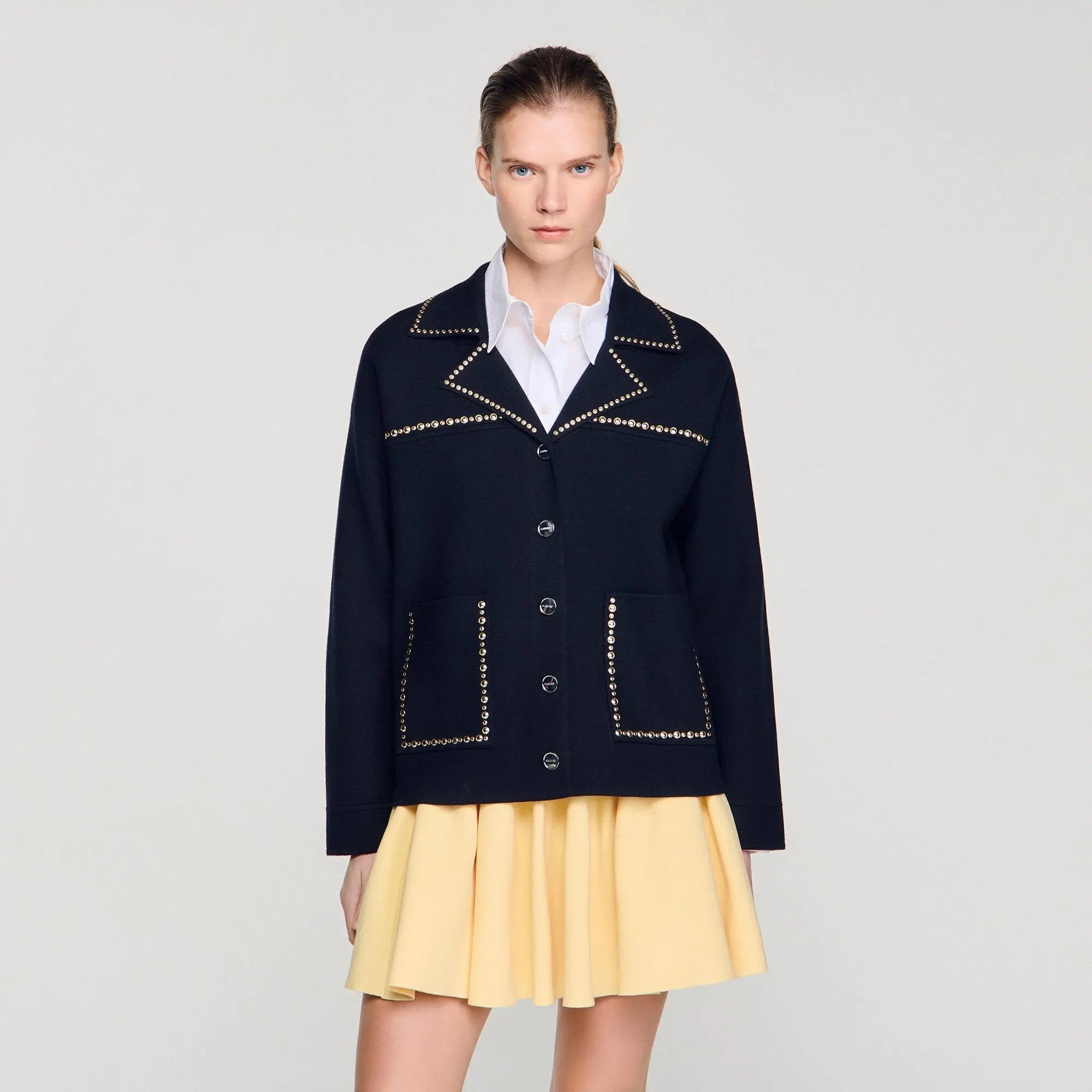 Cardigan à studs col tailleur - CALVERO