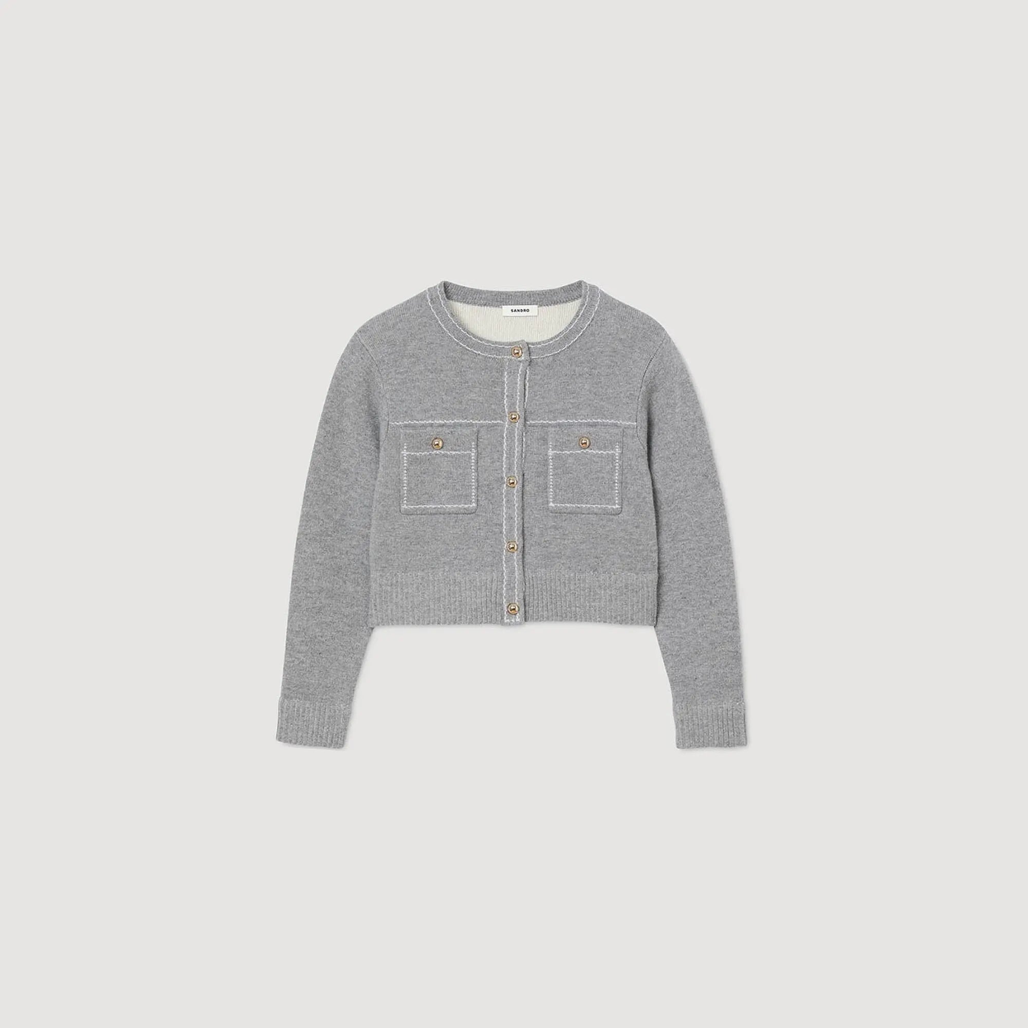 Cardigan à surpiqûres contrastées - CALVERO