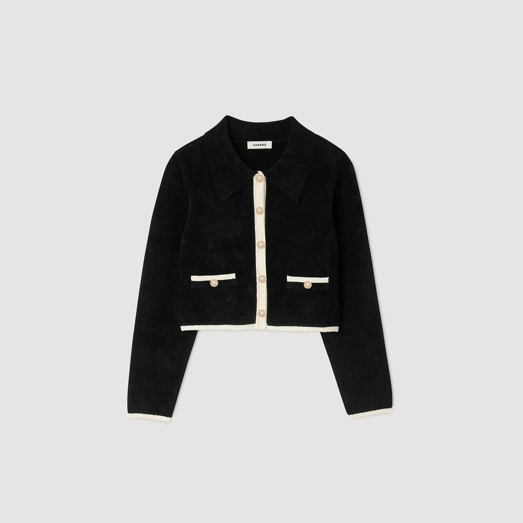 Cardigan bicolore à col chemise - CALVERO