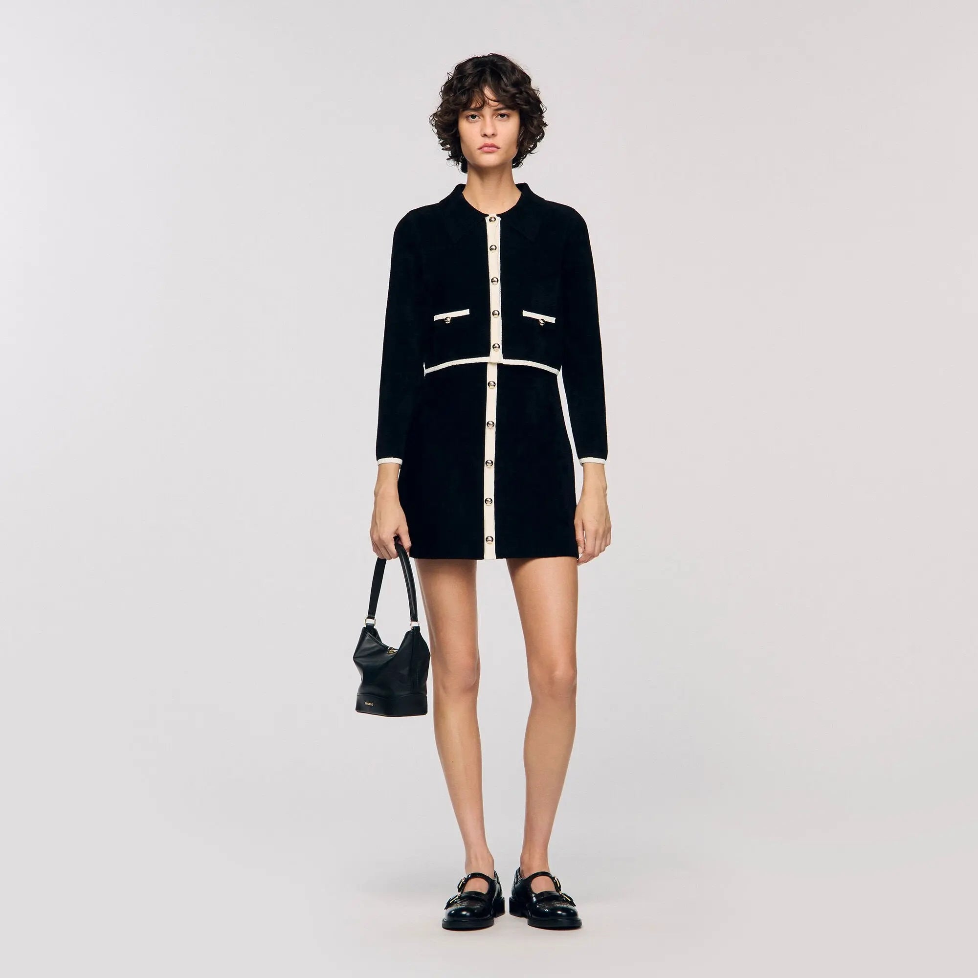 Cardigan bicolore à col chemise - CALVERO
