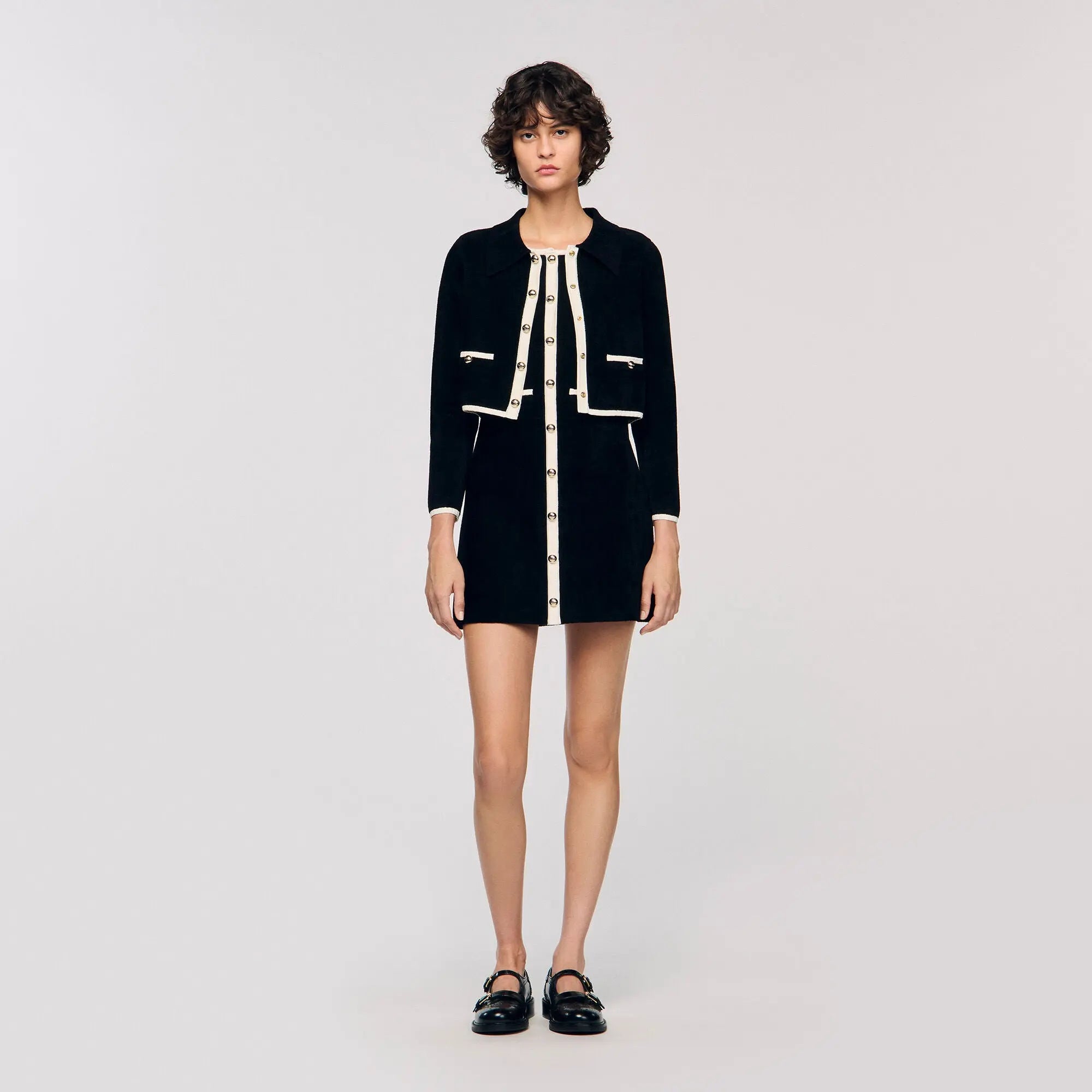Cardigan bicolore à col chemise - CALVERO