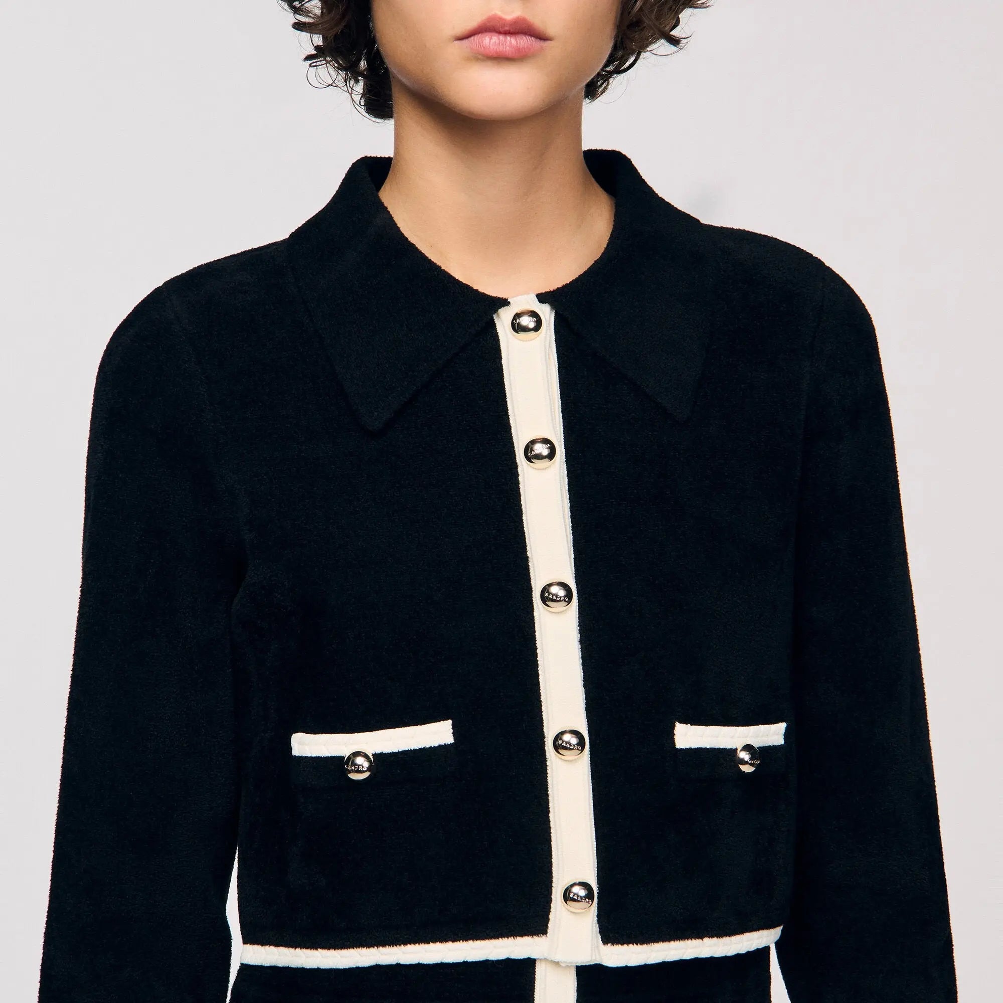 Cardigan bicolore à col chemise - CALVERO