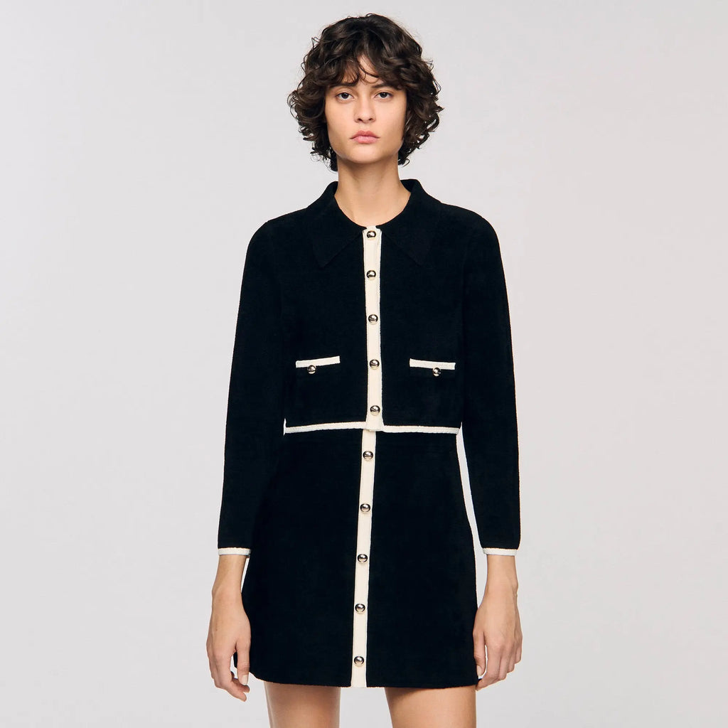 Cardigan bicolore à col chemise - CALVERO