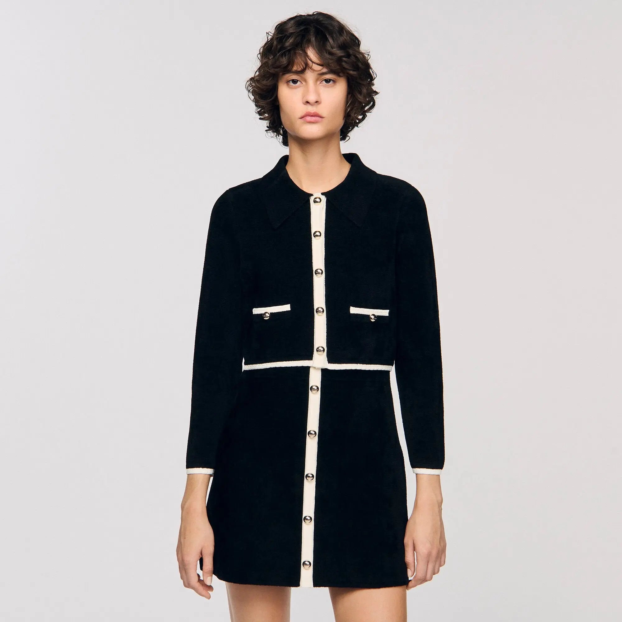 Cardigan bicolore à col chemise - CALVERO