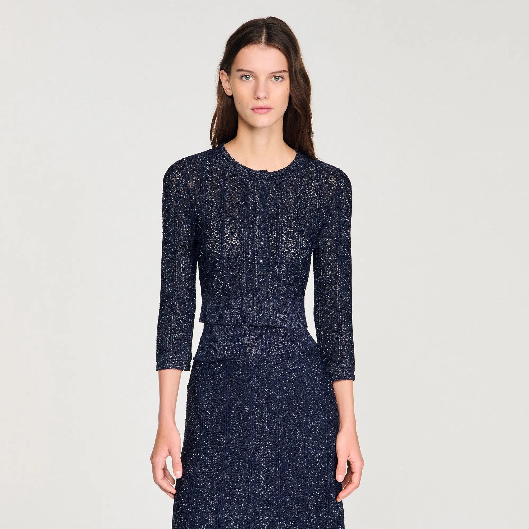 Cardigan court en maille strassée - CALVERO