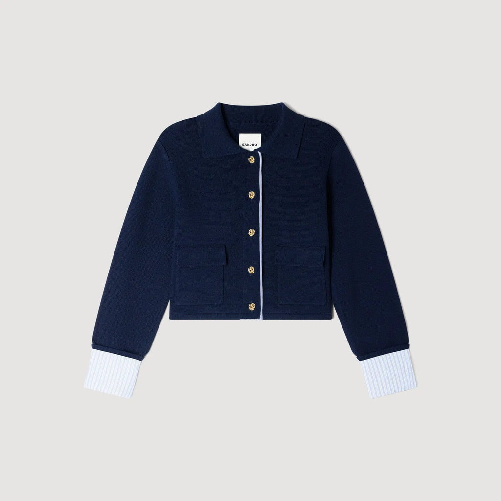 Cardigan en laine à col polo - CALVERO