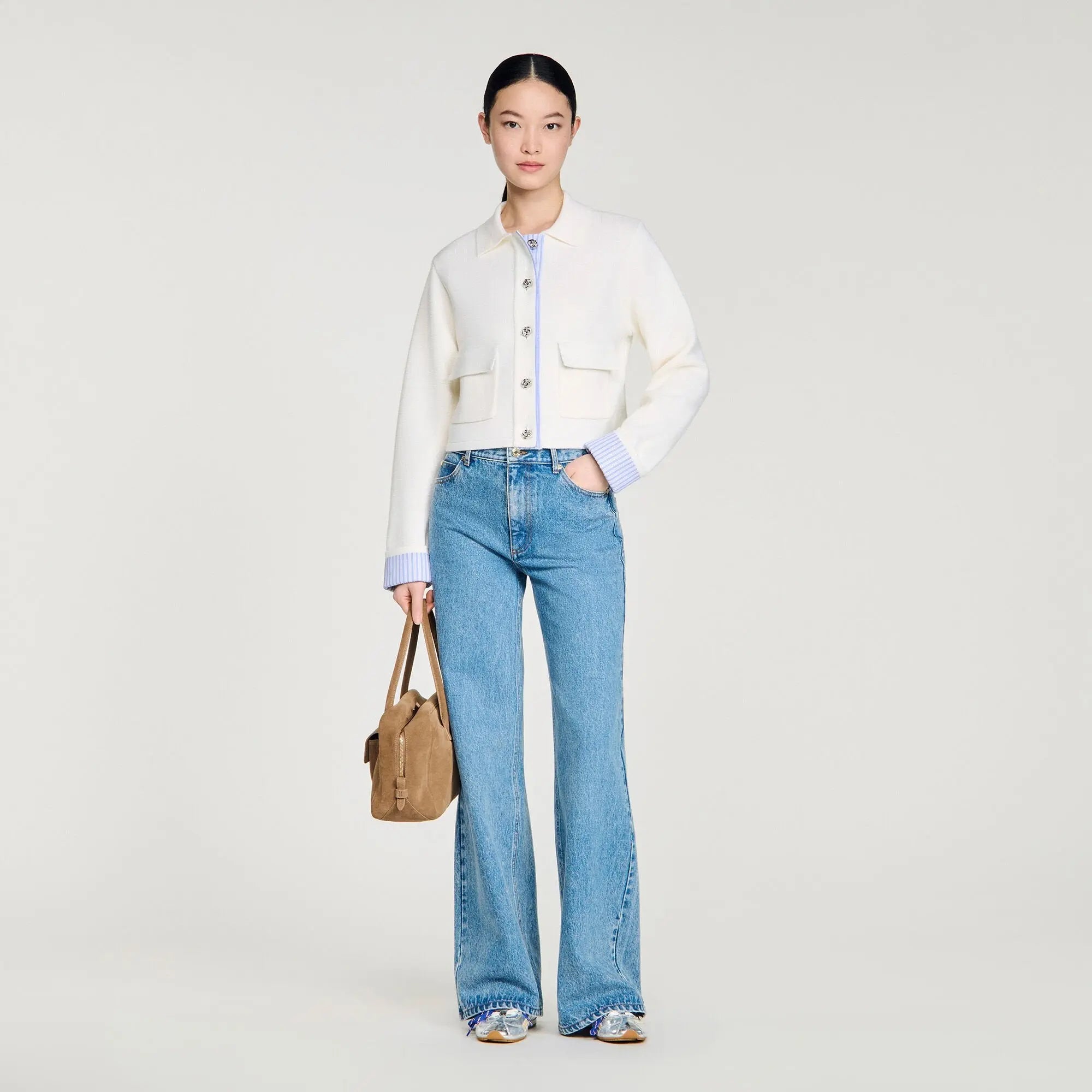 Cardigan en laine à col polo - CALVERO