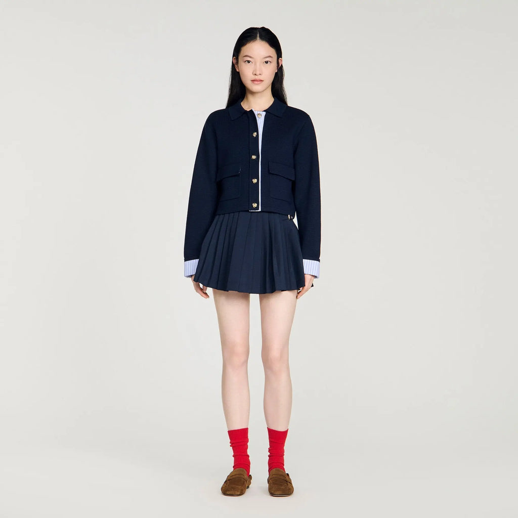 Cardigan en laine à col polo - CALVERO