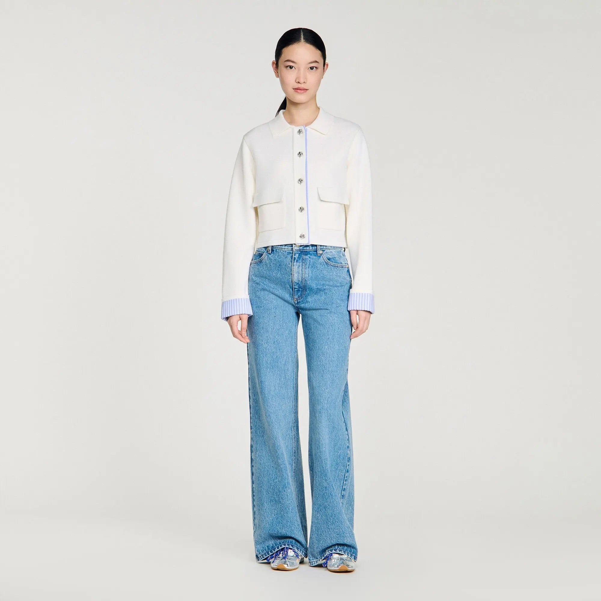 Cardigan en laine à col polo - CALVERO