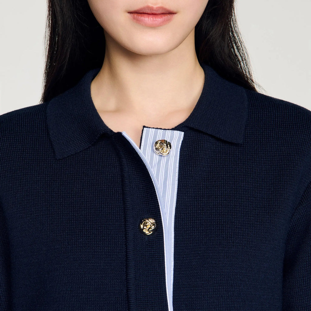 Cardigan en laine à col polo - CALVERO