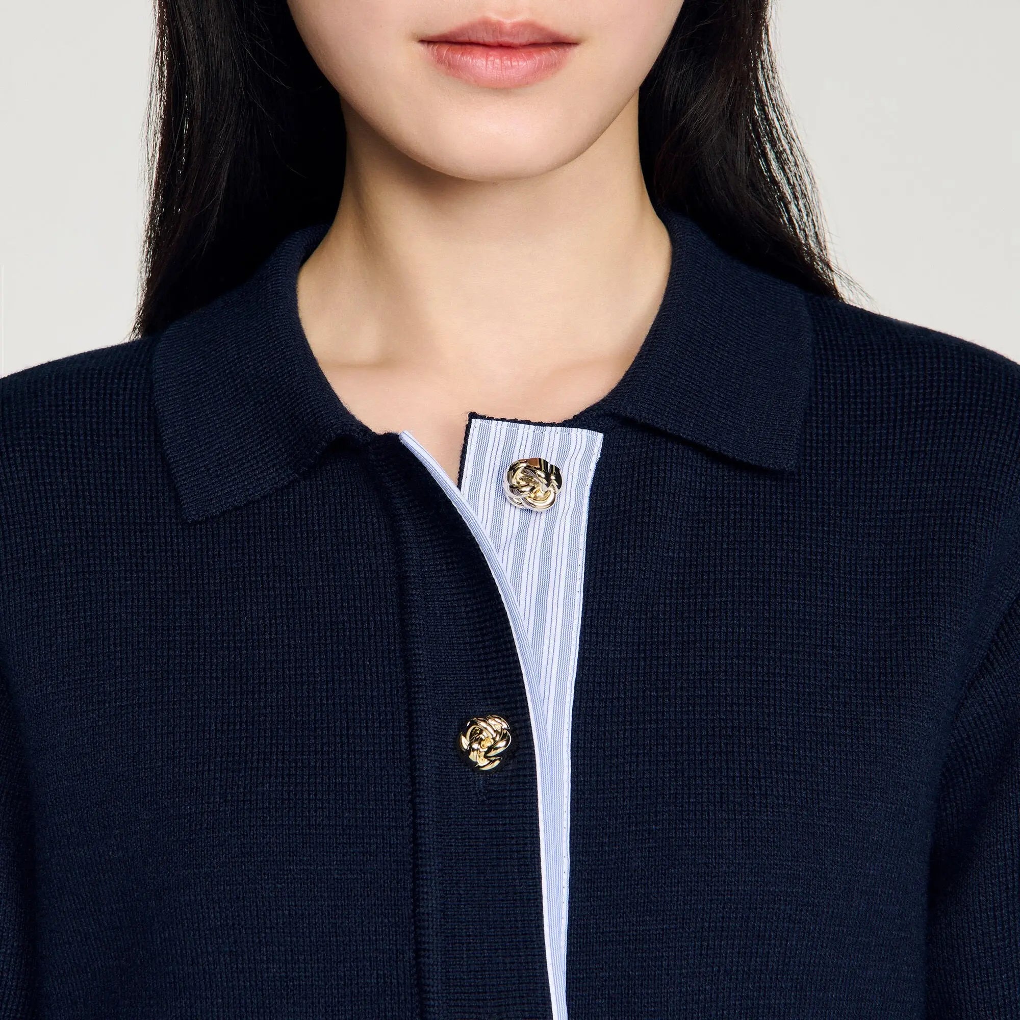 Cardigan en laine à col polo - CALVERO