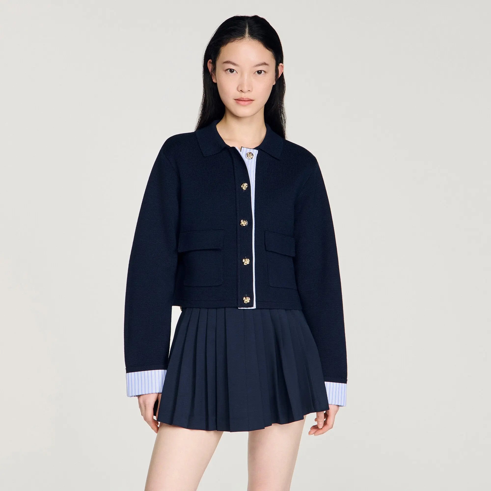 Cardigan en laine à col polo - CALVERO