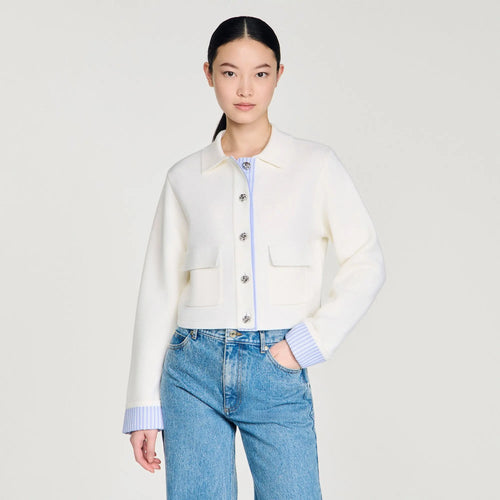 Cardigan en laine à col polo - CALVERO
