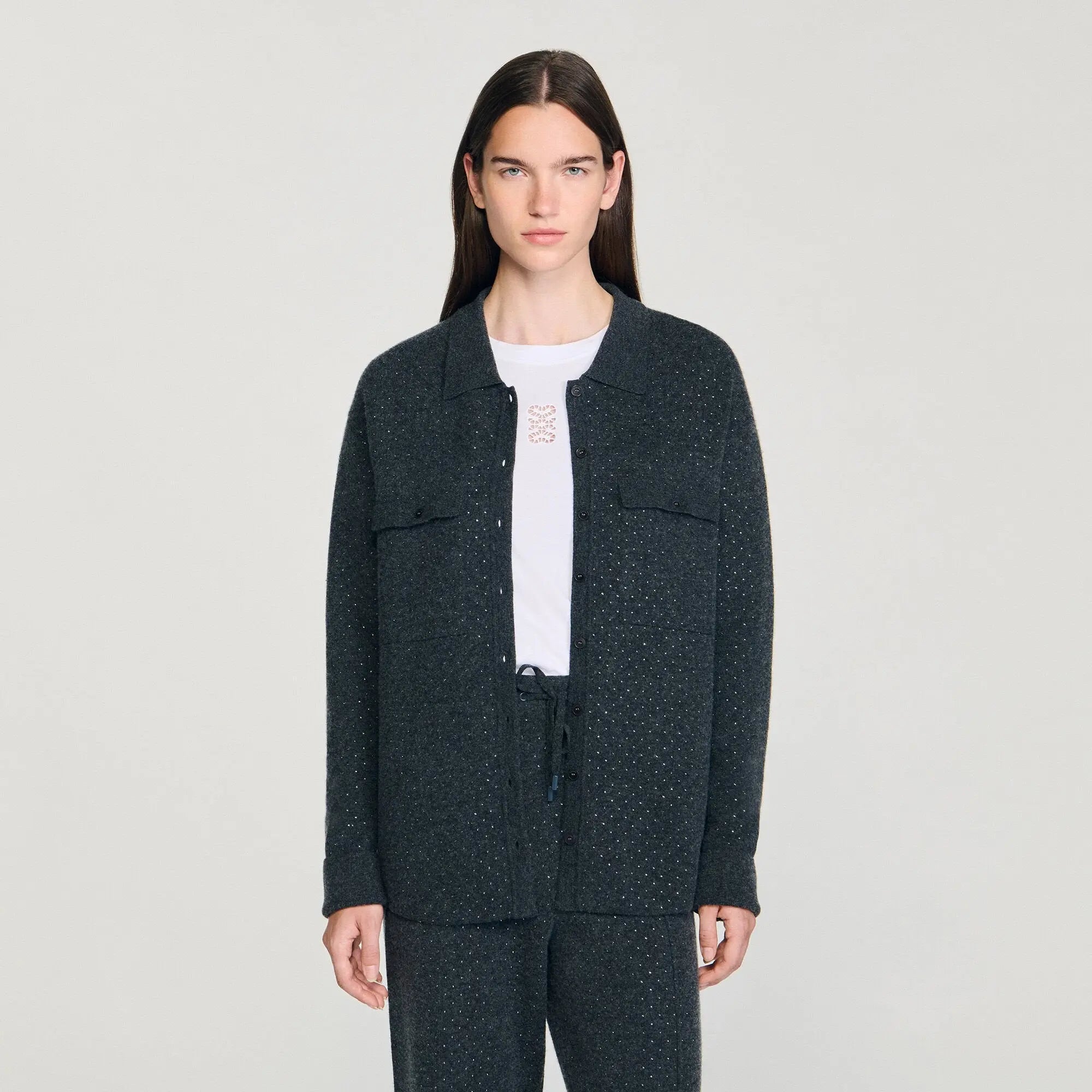 Cardigan long à strass - CALVERO