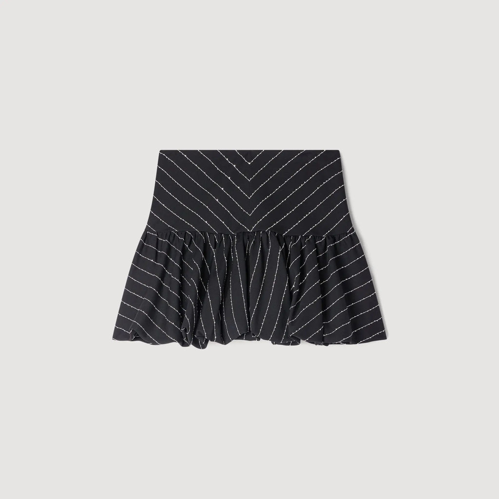 Jupe courte à rayures en sequins - CALVERO