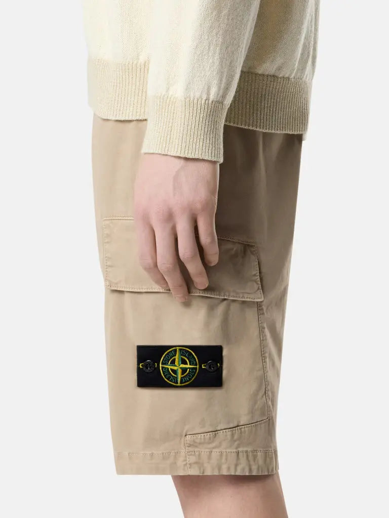 Short cargo en sergé brisé de coton bio extensible. - CALVERO